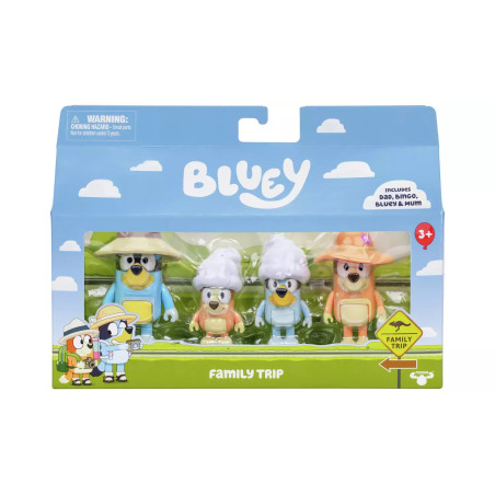 Bluey Holiday Figure 4 Pack Family Trip