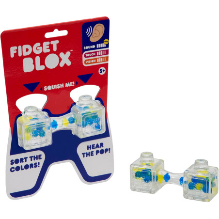Fidget Blox - Sound, Sort The Colours And Hear The Pop! Sensational Sensory Experience- Blue/Yellow