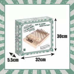 Toyrific Traditional 2 in 1 Wooden Board Game Set Chess Draughts