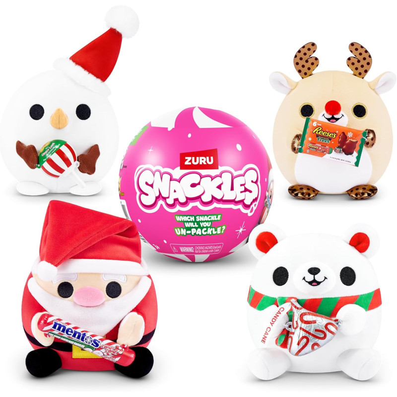 Zuru Snackles Christmas Small Sized 11.5 cm Cuddly Plush Random Pick