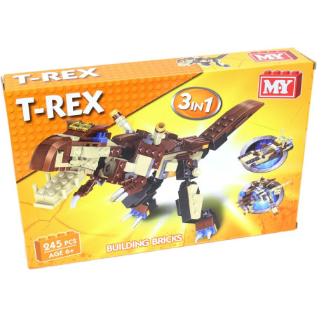 MY Building Bricks Large Dinosaur T-Rex 3 In 1 Construction Set 245 Piece