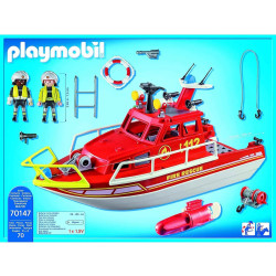 Playmobil 71598 City Action Floating Fire Rescue Boat with UnderWater Motor