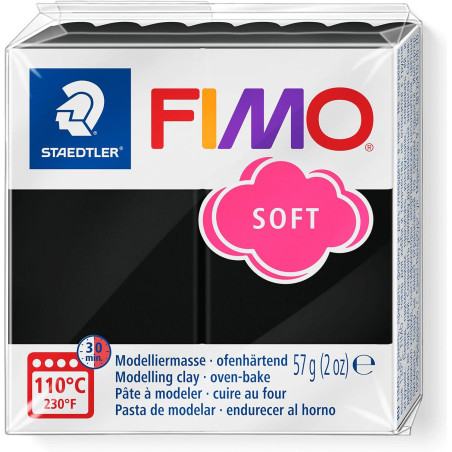 FIMO Soft Oven-Hardening Polymer Modelling Clay - Black (1 x 57g Block)
