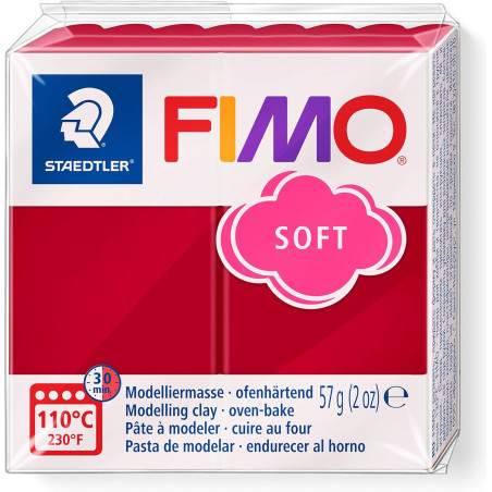 FIMO Soft Oven-Hardening Polymer Modelling Clay - Red (1 x 57g Block)