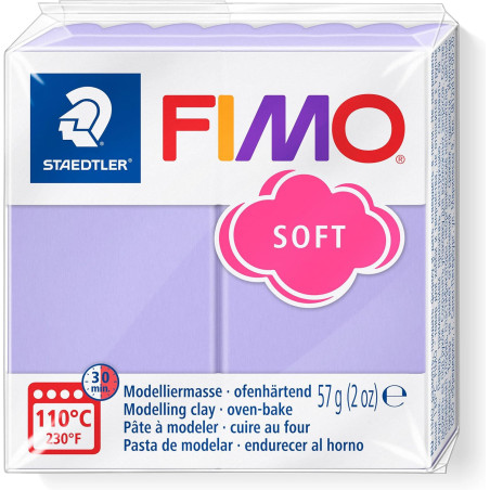 FIMO Soft Oven-Hardening Polymer Modelling Clay - Pastel Lilac/Purple (1 x 57g Block)