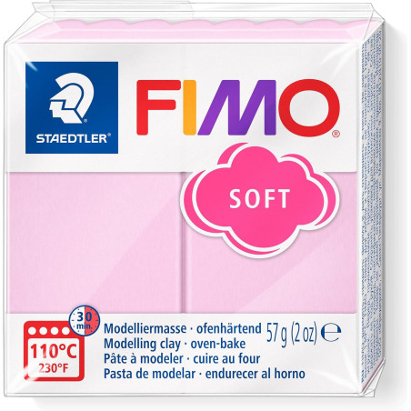 FIMO Soft Oven-Hardening Polymer Modelling Clay -  Pastel Rose/Pink (1 x 57g Block)