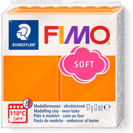 FIMO Soft Oven-Hardening Polymer Modelling Clay - Tangerine/Orange (1 x 57g Block)