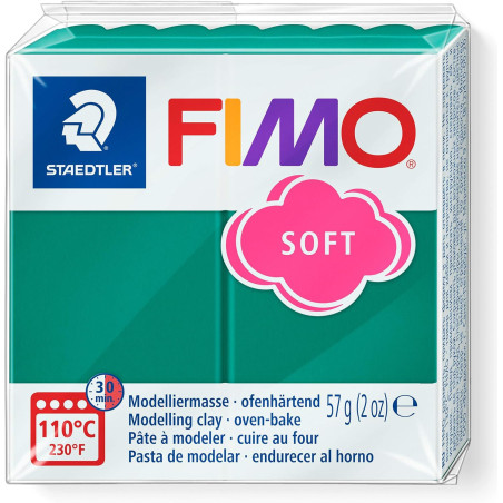 FIMO Soft Oven-Hardening Polymer Modelling Clay - Emerald Green (1 x 57g Block)