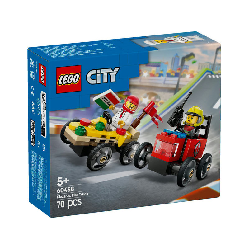 LEGO City Pizza vs. Fire Truck Race Car Pack Toy 60458 LEGO City Pizza vs. Fire Truck Race Car Pack Toy 60458