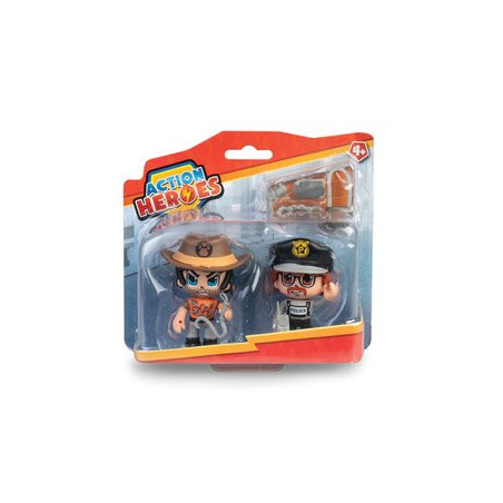 Action Heroes Twin Figure Set - Police & Adventurer