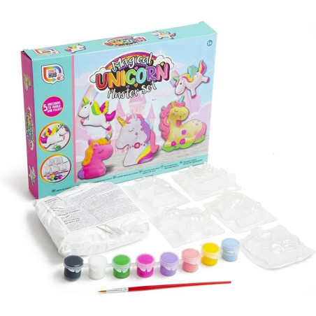 Magical Unicorn Plaster Craft Set Mould & Paint Your Own Unicorn Figures 5pk