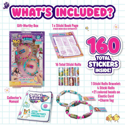 Sticki Rolls Anna & Erin BFF Pack Wearable Sticker Friendship Bracelets, Collectable Toys