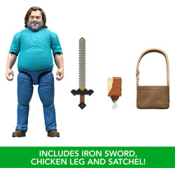 Mattel Minecraft Action Figure & Accessories Set, 4-inch Steve Posable Character
