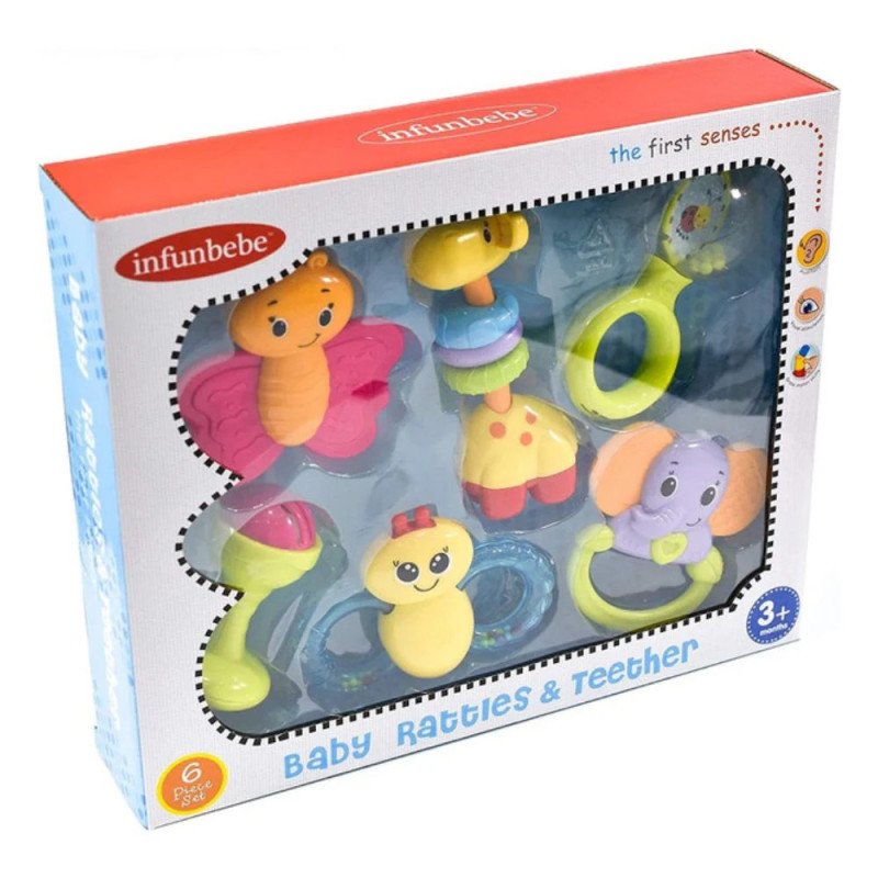 Infunbebe Baby Rattles & Teether 6 Piece Playset Infunbebe Baby Rattles & Teether 6 Piece Playset