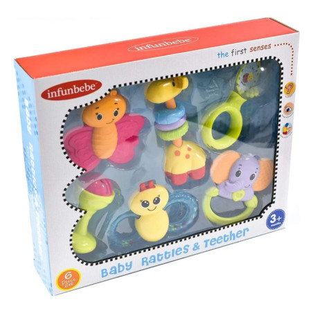 Infunbebe Baby Rattles & Teether 6 Piece Playset