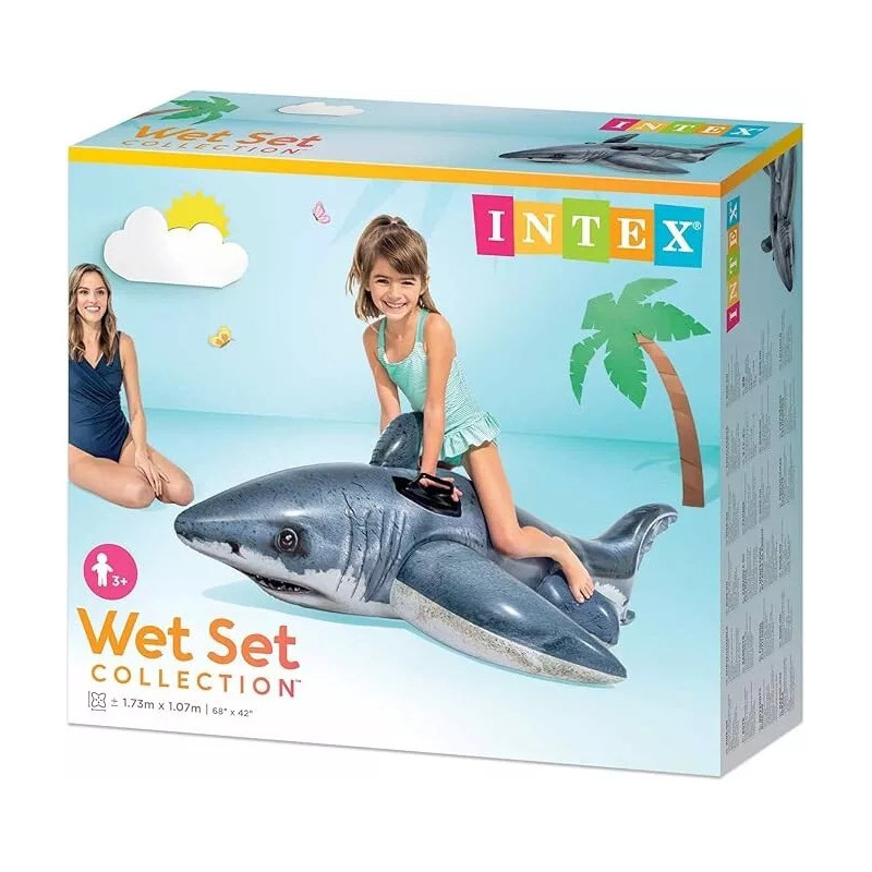 Intex Shark Ride On Inflatable 68" x 42" Wet Set Collection Intex Shark Ride On Inflatable 68" x 42" Wet Set Collection