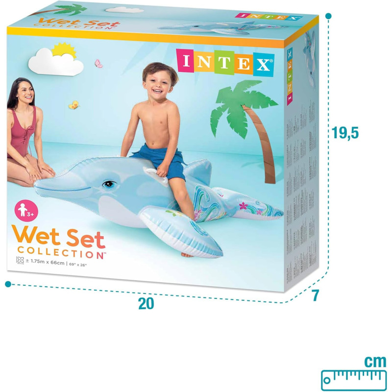 Intex Whale Ride On Inflatable 69" x 26" Wet Set Collection Intex Whale Ride On Inflatable 69" x 26" Wet Set Collection