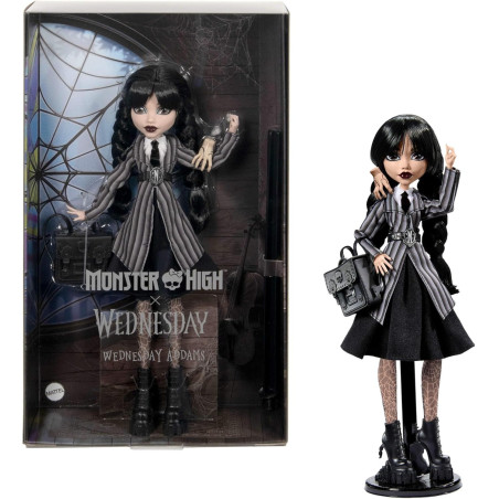 Monster High Wednesday Doll and Accessories, Collectible in Nevermore Academy Uniform