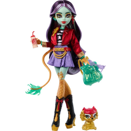 Monster High Jinafire Long Posable Fashion Doll, Dragon with Pet Dog Cloudy “Yun Yun”