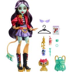 Monster High Jinafire Long Posable Fashion Doll, Dragon with Pet Dog Cloudy “Yun Yun”