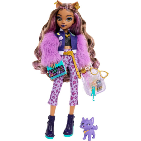 Monster High Clawdeen Wolf Poseable Fashion Doll with Pet Dog Crescent and Accessories