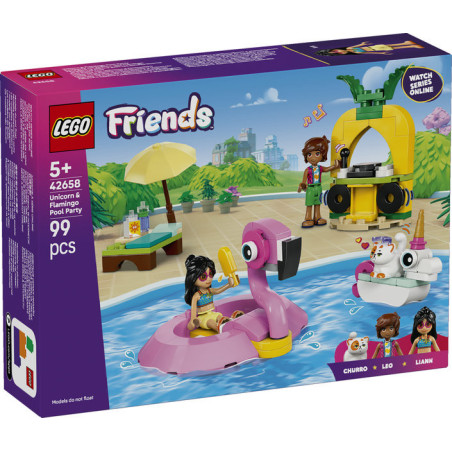 LEGO® Friends Unicorn & Flamingo Pool Party Toy Building Set 42658