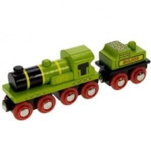 Bigjigs Rail - Big Green Engine And Coal Tender