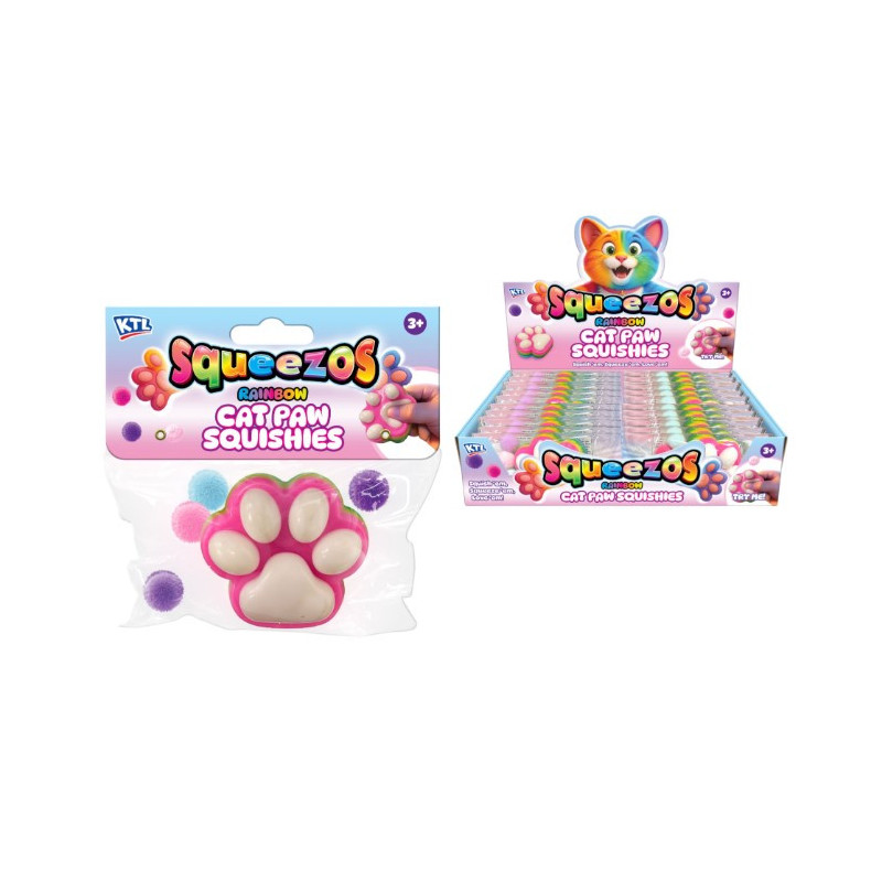 Squeezos Rainbow Cat Paw Squishy Toy