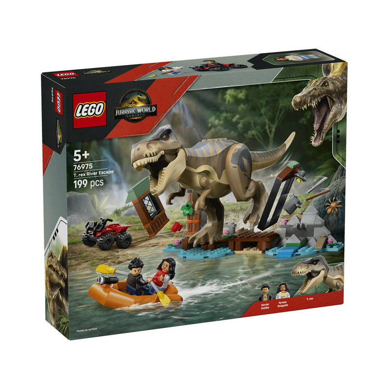 LEGO Jurassic World T. rex River Escape, Dinosaur Toy 76975