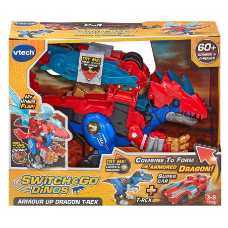 Vtech Switch & Go Dinos Armour Up T-Rex Dragon with Light and Sound