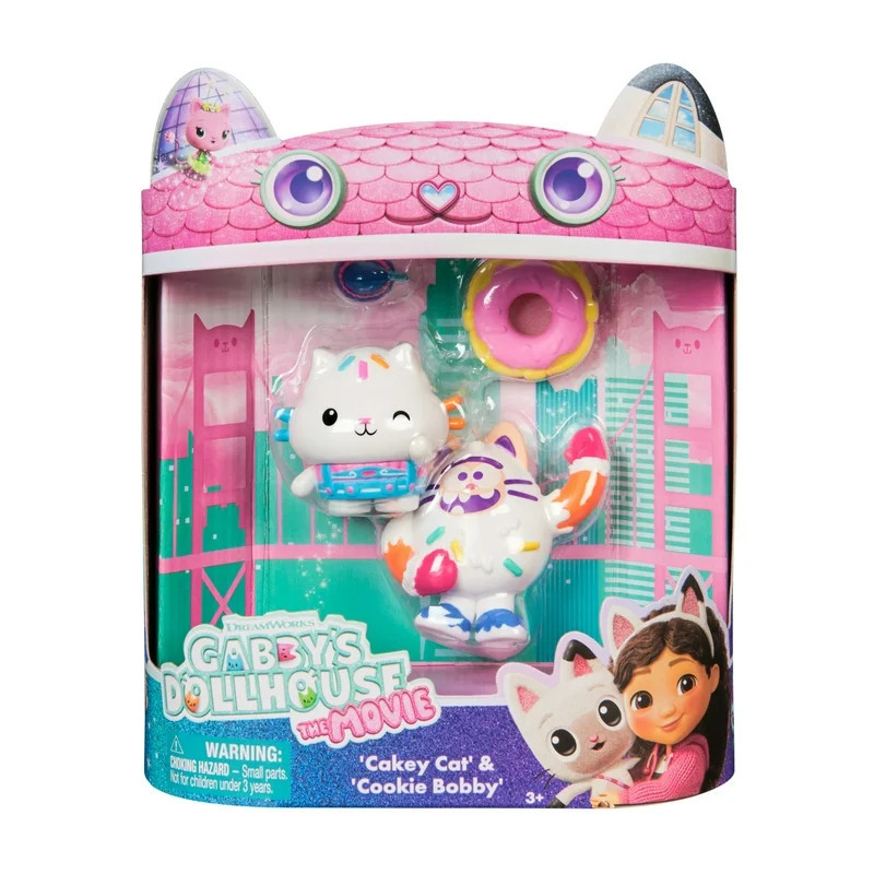 Gabby’s Dollhouse- The Movie 2 Pack Figure- Cakey Cat & Cookie Bobby