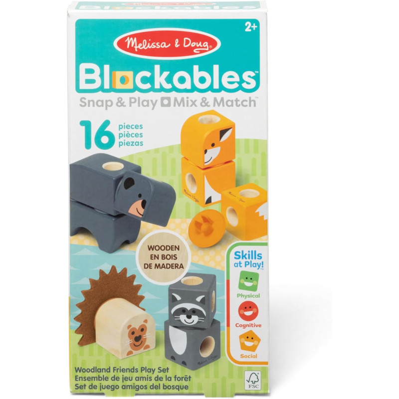 Melissa & Doug Blockables Woodland Friends Snap And Play