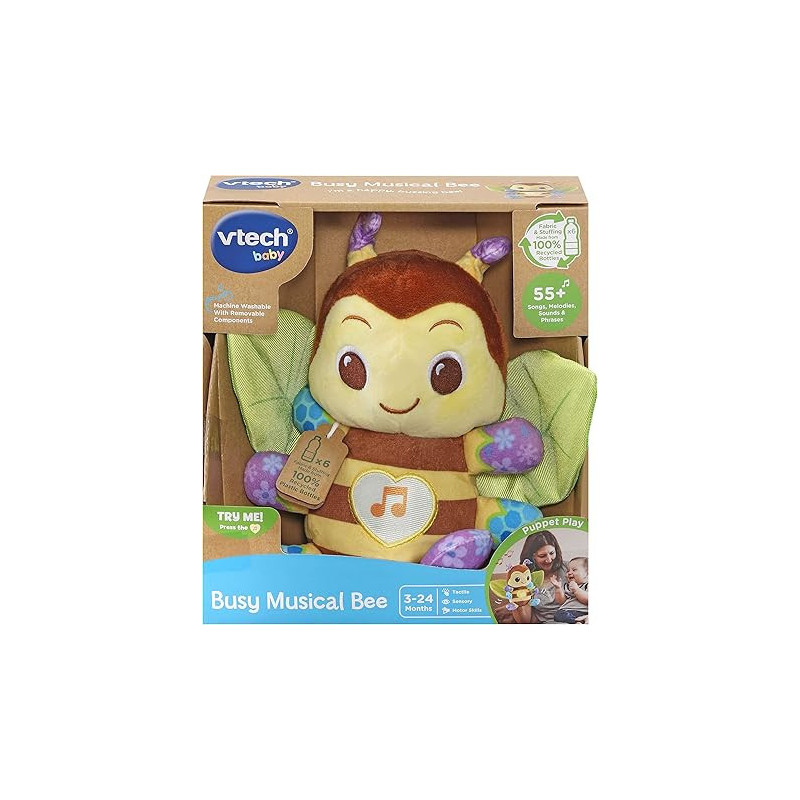 VTech Busy Musical Bee Interactive & Sensory Cuddly Toy with Lights & Music