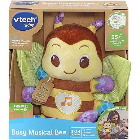VTech Busy Musical Bee Interactive & Sensory Cuddly Toy with Lights & Music