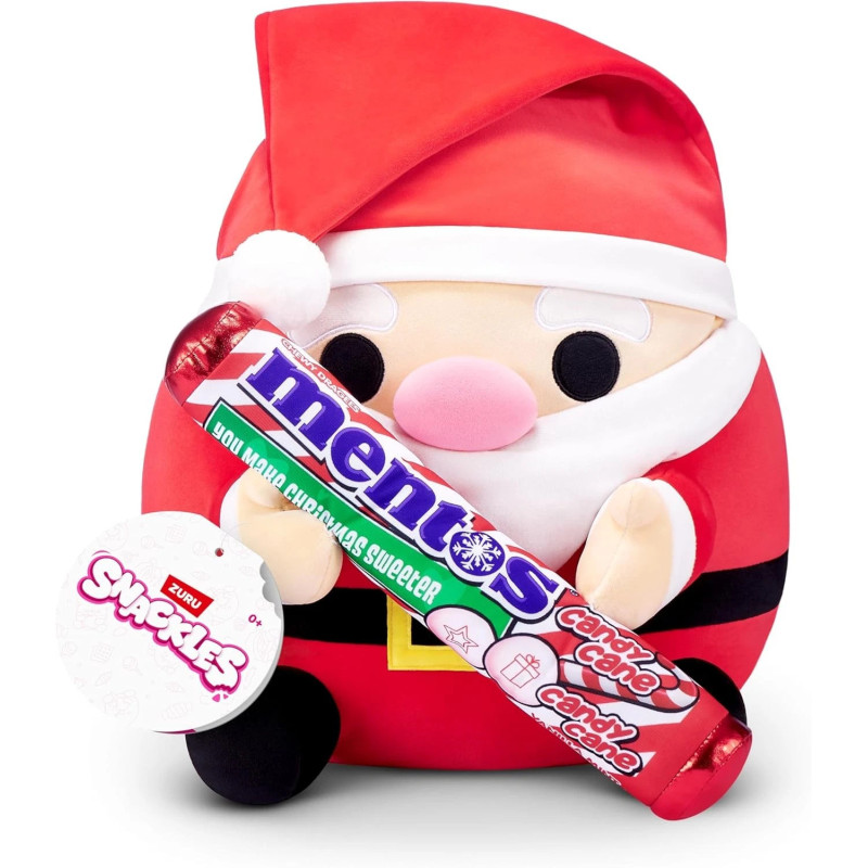 Zuru Snackles Christmas 14" Santa Claus Holding Candy Cane Mentos Cuddly Plush Toy