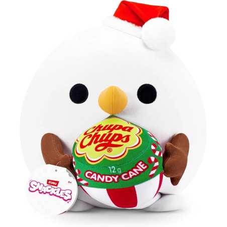 Zuru Snackles Christmas 14" Snowman Holding Chupa Chups Candy Cane Lollipop Cuddly Plush Toy