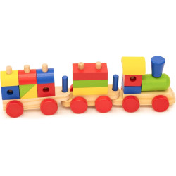 KandyToys Baby Toys Wooden Blocks Train Set