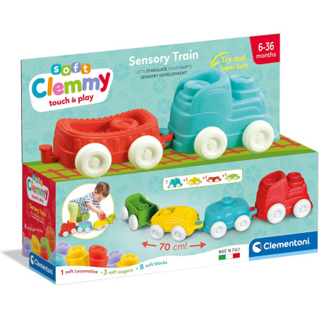 Clementoni Soft Clemmy Touch, Move & Play Sensory Train With Soft Blocks