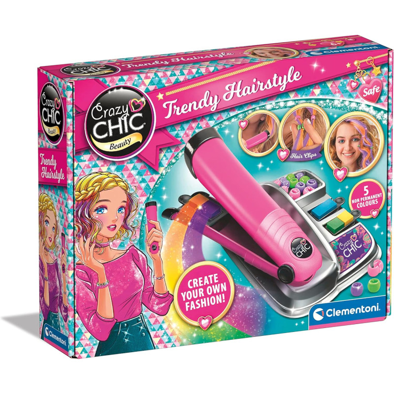Clementoni Crazy Chic Trendy Hairstyle Colouring Kit: Washable Hair Chalk