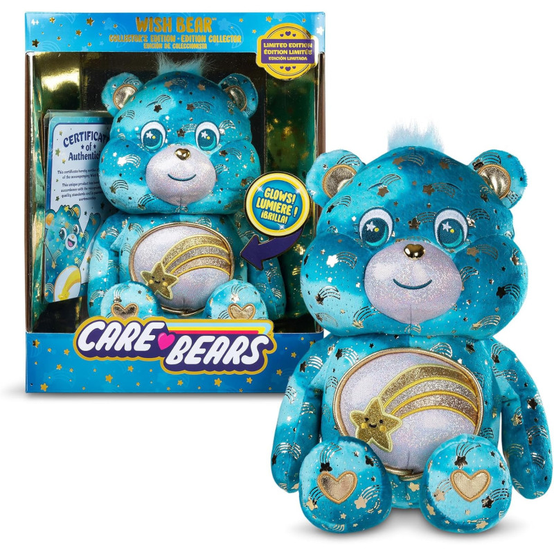 Care Bears 35cm Glowing Belly Plush- Wish Bear Soft Eco-Friendly Toy Limited Edition