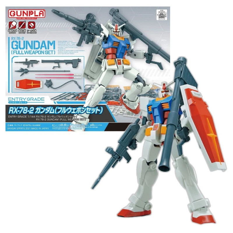 Gunpla Entry Grade 1/144 RX-78-2 Gundam (Full Weapon Set) Model Set