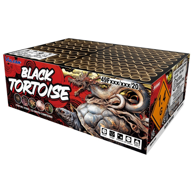 Vulcan Fireworks Black Tortoise 122 Shot  Single Ignition Compound Firework