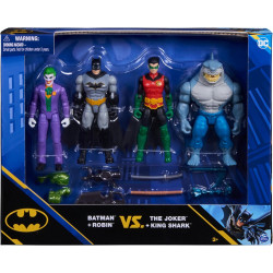 DC Comics Batman and Robin vs. The Joker and King Shark 4-inch Action Figures