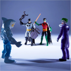 DC Comics Batman and Robin vs. The Joker and King Shark 4-inch Action Figures