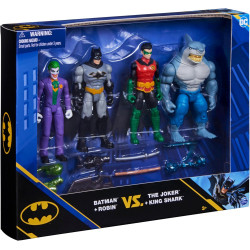 DC Comics Batman and Robin vs. The Joker and King Shark 4-inch Action Figures