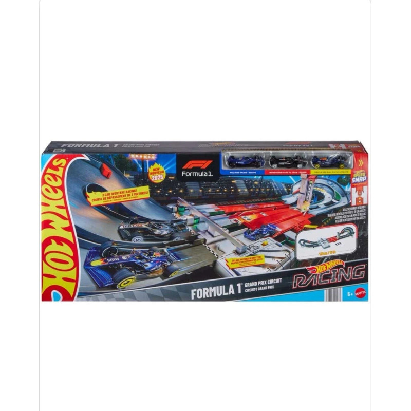 Hot Wheels Racing Formula 1 Grand Prix Circuit Track Set with 3 Die-Cast Cars