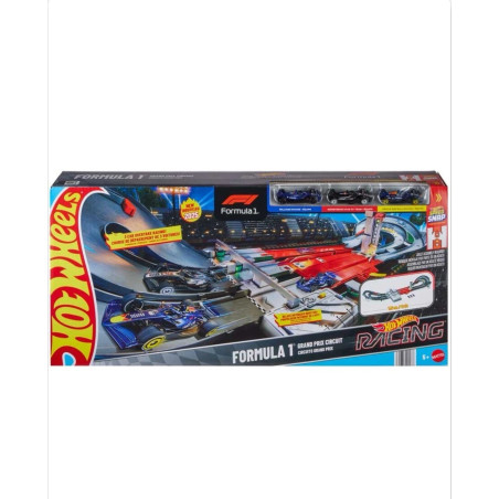 Hot Wheels Racing Formula 1 Grand Prix Circuit Track Set with 3 Die-Cast Cars