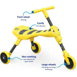 Scuttlebug 3-Wheel Foldable Ride-On Tricycle-Yellow Bumble