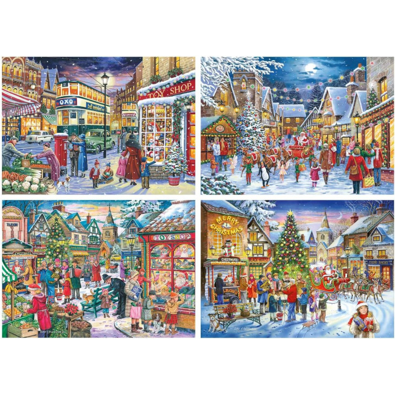 House Of Puzzles Hop Christmas Shopping 4 x 500 Piece Jigsaw Puzzle
