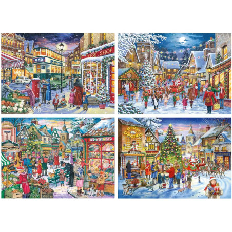 House Of Puzzles Hop Christmas Shopping 4 x 500 Piece Jigsaw Puzzle
